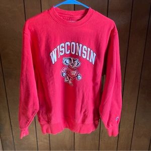 Vintage Champion Reverse Weave Sweatshirt Mens S Red University of Wisconsin